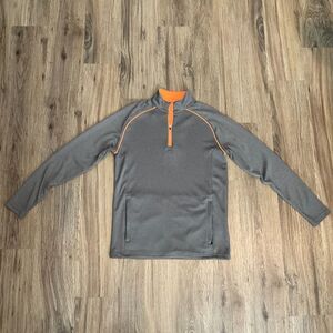 Slazenger Golf Pullover Long Sleeve 1/4 Quarter Zip Kids‎ Size Large Gray Orange
